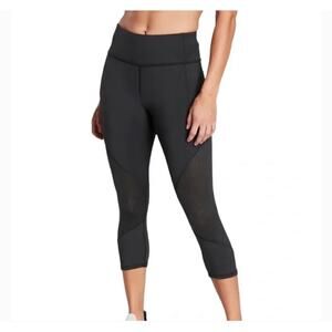 Athleta Leggings Womens XS Black Contender Capri Cropped Mesh Athletic Gym Run